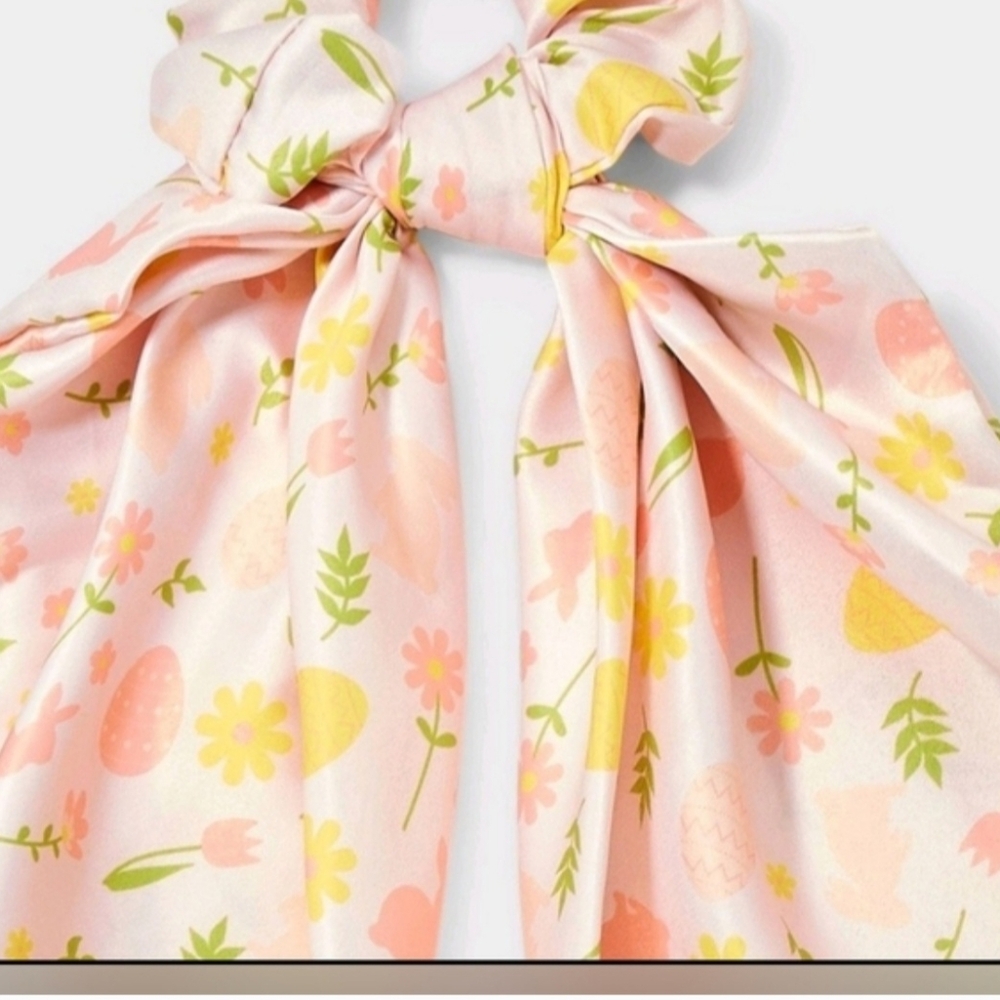 New Flower Print Hair Twister with Tails Pink/Yellow: Fashion Accessory for All